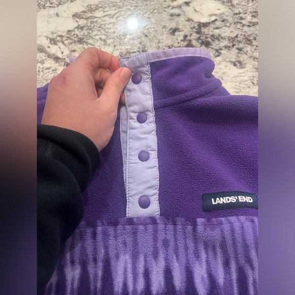 Girls Lands End size Large quarter button up fleece in purple - Picture 2 of 5